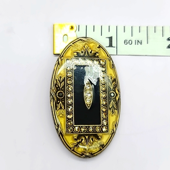 Catherine Popesco FRANCE Enamel Art Nouveau Revival Brooch w Inset Crystals - Picture 9 of 10